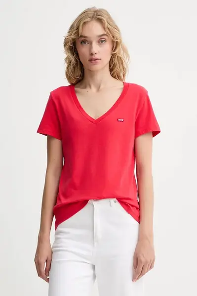 Bavlněné tričko Levi's dámské, červená barva, A3170