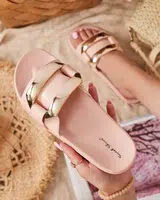 Resti Pink women's slippers with gold Serina ornament - Footwear