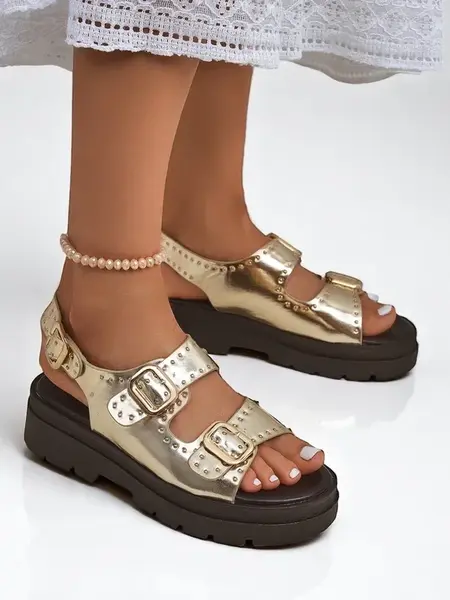 Resti Women's Thick Sole Sandals with Rhinestones Rocky Chic