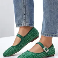 Resti Women's checkered ballet flats with a buckle and strap Riffos