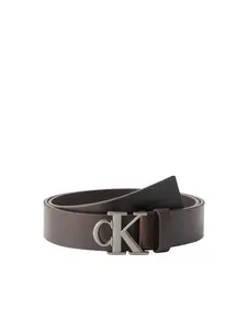 Calvin Klein Opasky 'Smooth Monogram Buckle'  tmavohnedá