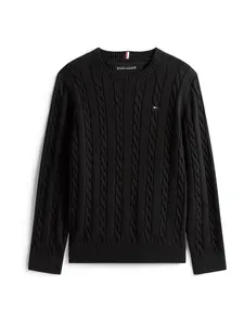 TOMMY HILFIGER Sveter 'Essential Cable'  čierna