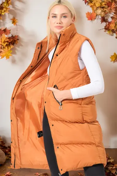 Z6743 DEWBERRY LADIES' VEST-PLAIN CAMEL