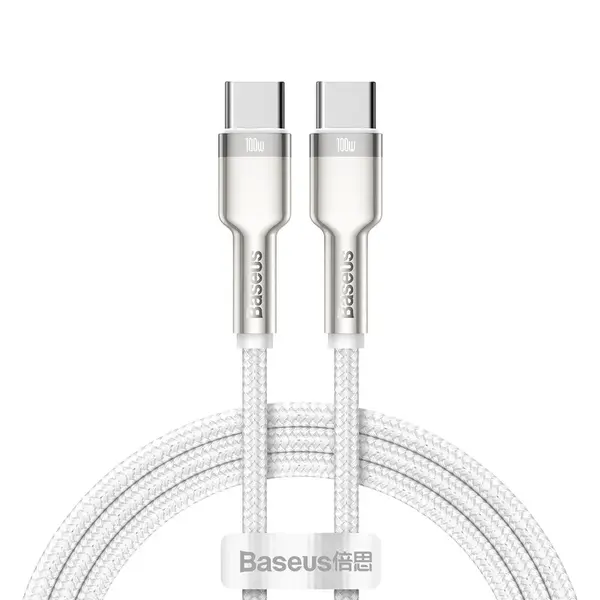 Datový kabel Baseus Cafule Metal Series USB-C - USB-C 100W 1m, bílá