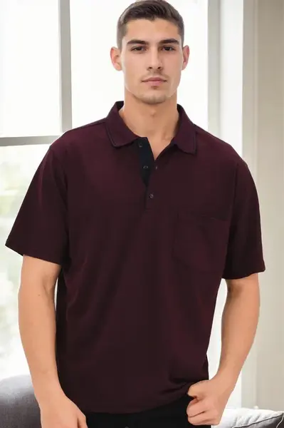 Pánské burgundy polokošile