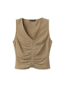 MANGO Top 'VION'  kaki / biela