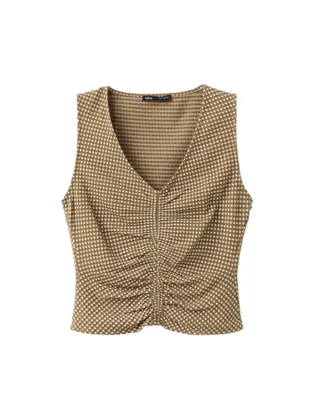 MANGO Top 'VION'  kaki / biela