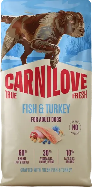 Granule CARNILOVE True Fresh pro dospělé psy ryba a krůta 12 kg
