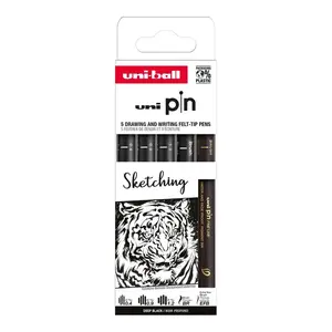 UNI PIN Drawing - Sketching, sada linerů mix barev - 5 ks
