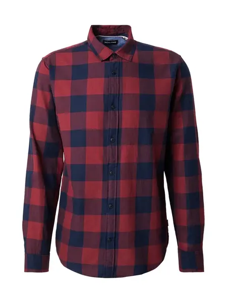 JACK & JONES Košeľa  tmavomodrá / vínovo červená