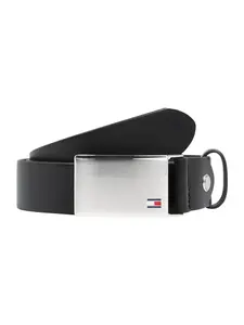 TOMMY HILFIGER Opasky 'Plaque'  čierna / strieborná