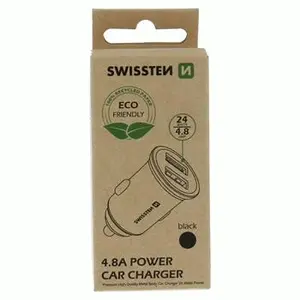 CL ADAPTÉR SWISSTEN 2x USB 4,8A METAL ČERNÁ