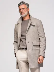Ombre Single-breasted patterned men's coat with pockets - ash