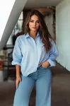 Trendyol Curve Light Blue Boyfriend Woven Shirt