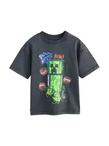 Next Tričko 'Minecraft'  modrá / antracitová / limetová / červená