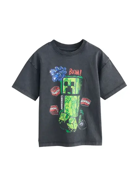 Next Tričko 'Minecraft'  modrá / antracitová / limetová / červená