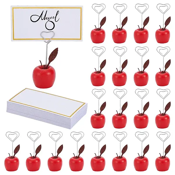 20Pcs Apple Wood & Iron Name Card Holders