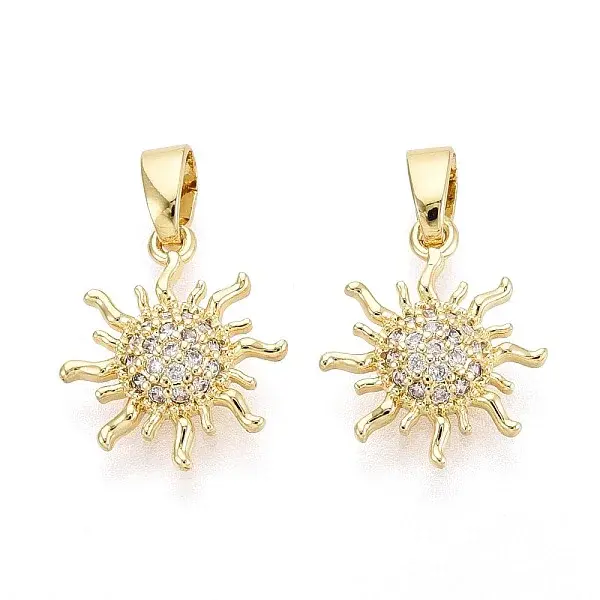 Brass Micro Pave Clear Cubic Zirconia Pendants
