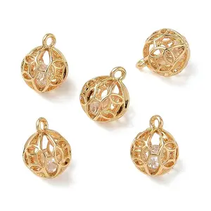 Brass Micro Pave Clear Cubic Zirconia Pendants