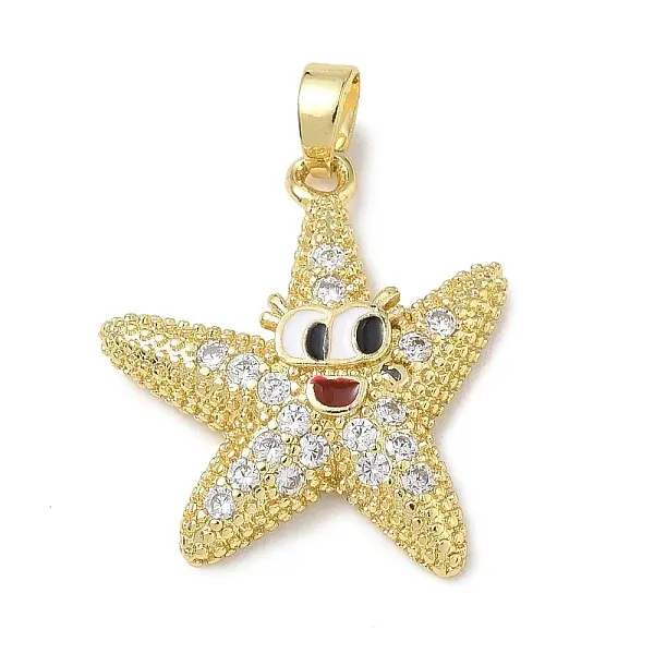 Brass Enamel & Clear Cubic Zirconia Pendants