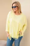 Plus size dámská halenka s třásněmi žlutá