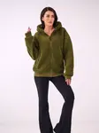 Khaki fleecová mikina s kapucí