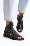 Zazoo 977/L Kožené vyšívané sandály na zip