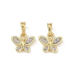 Brass Micro Pave Clear Cubic Zirconia Charms