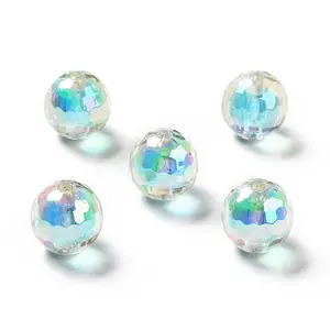 Two Tone UV Plating Rainbow Iridescent Acrylic Beads