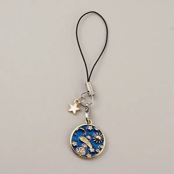 Cute Cartoon Star/Moon Alloy Enamel Mobile Straps Lanyards