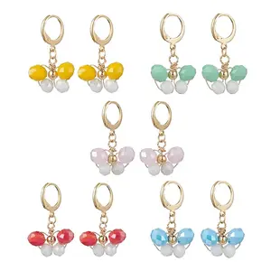 7 Pairs 7 Colors Alloy Dangle Leverback Earrings
