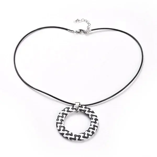 Raffia Woven Pendants Necklaces