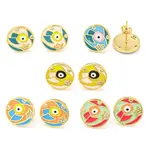 Evil Eye Real 18K Gold Plated Brass Stud Earrings
