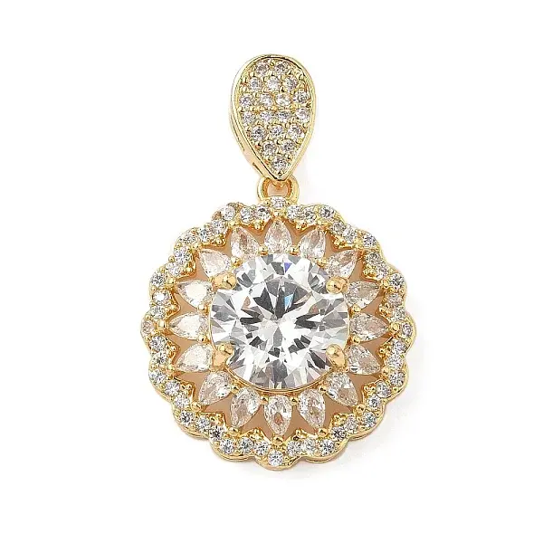 Brass Micro Pave Clear Cubic Zirconia Pendants