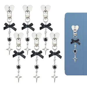 6Pcs Alloy & Acrylic Bowknot Pendant Decorations