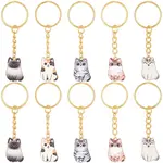 10Pcs 5 Styles Cat Alloy Enamel Keychain