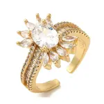 Oval Brass Micro Pave Cubic Zirconia Open Cuff Rings