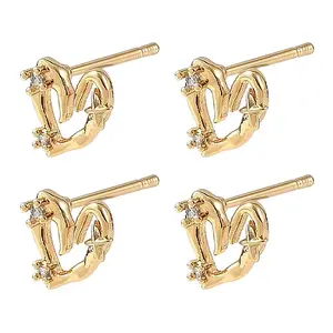 SHEGRACE Brass Micro Pave Cubic Zirconia Stud Earring