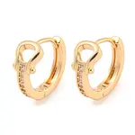 Brass Micro Pave Cubic Zirconia Hoop Earrings