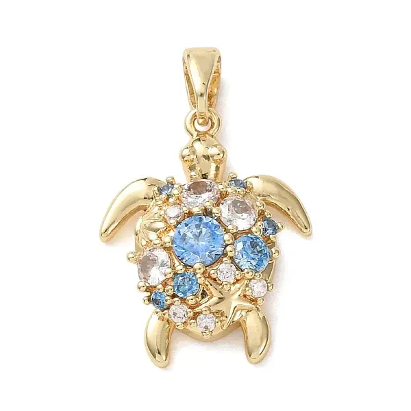 Brass Micro Pave Sky Blue Cubic Zirconia Pendants