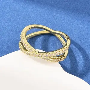 Brass Micro Pave Cubic Zirconia Finger Rings