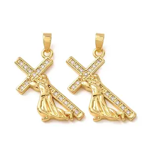 Brass Micro Pave Clear Cubic Zirconia Pendants