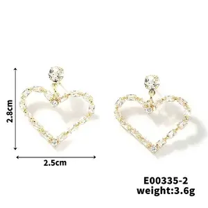 Elegant Copper Heart-shaped Zircon Stud Earrings