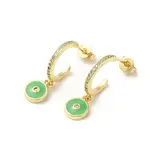 Ring & Evil Eye Golden Brass Stud Earrings