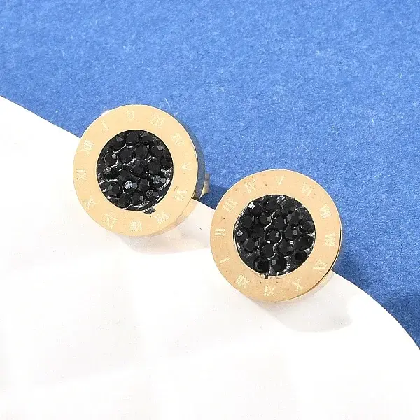 Flat Round 304 Stainless Steel Stud Earrings