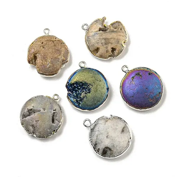 Electroplated Natural Druzy Agate Pendants