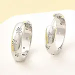 Brass Micro Pave Clear Cubic Zirconia Hoop Earrings