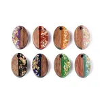 Opaque Resin and Walnut Wood Pendants