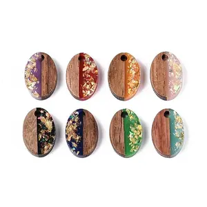 Opaque Resin and Walnut Wood Pendants