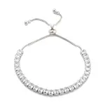 Brass Pave Clear Cubic Zirconia Square Box Chain Slider Bracelets